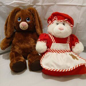Set of 2 Build A Bears | Mrs. Claus Christmas Polar Bear & Brown Bunny